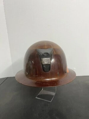 Vintage MSA Skullgard  Brown Red Fiberglass Hard Hat Brim construction Mining - Image 1 of 4