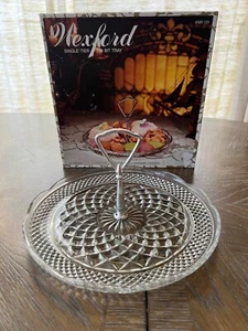 Vtg DC Anchor Hocking Glass Wexford Tid-bit Tray 9 1/2" Single Tier w/ Box - Picture 1 of 13