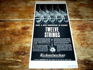 RICKENBACKER (guitarra eléctrica de 12 cuerdas) ORIGIN 1968 PROMO 2/3 pg revista anuncio casi nuevo - Imagen 1 de 1