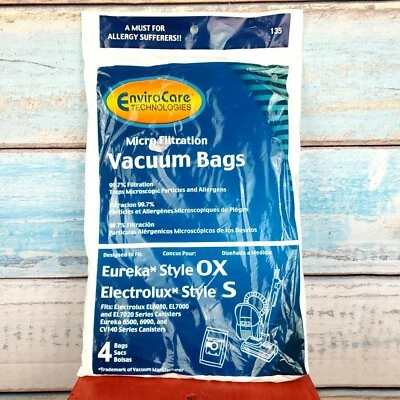 Vacuum Bags Micro Filtration Traps 97%  Eureka Style OX Count 4 Bags USA Seller - Image 1 of 4