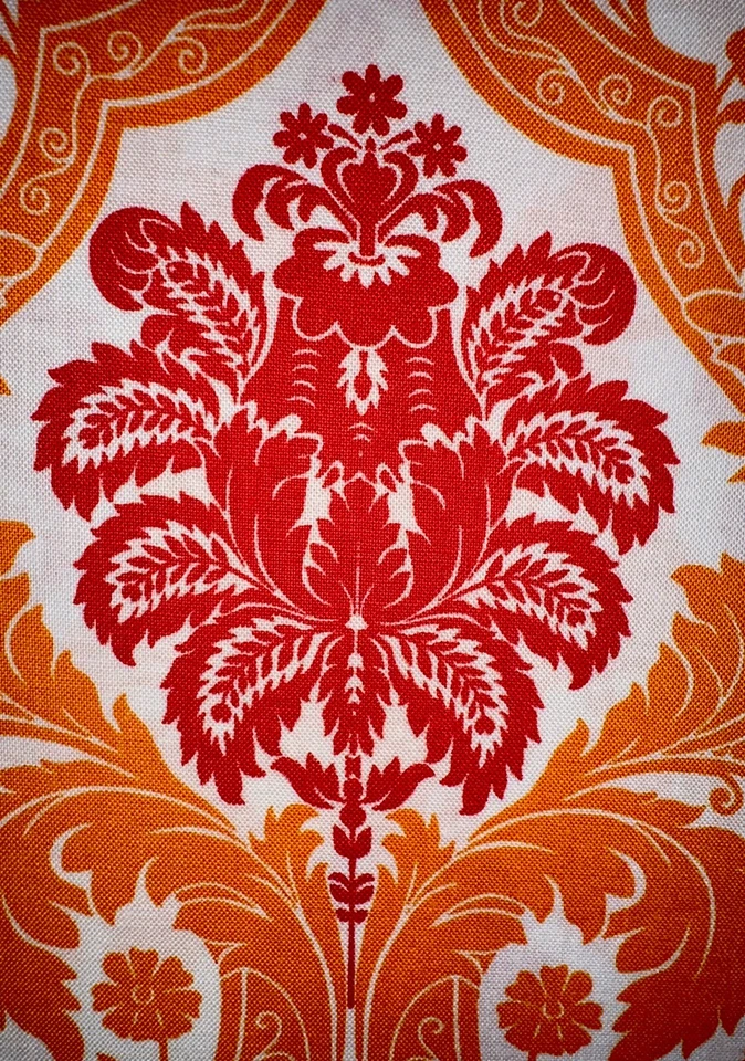 Vtg Waverly Cotton Paisley Floral Fabric 44”x1 Yd Orange India Paisley Motif - Image 1 of 4