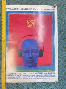 89th Audio Engineering Society Convention 1990 Los Angeles Poster 18x25" Vtg - Picture 1 of 7