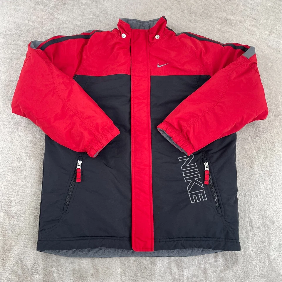 Jaqueta Nike Vintage Juventude Grande 14-16 Preta Vermelha Reversível Swoosh Grande Logotipo Y2K - Imagem 1 de 4