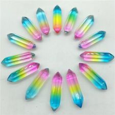 30pcs Colour Crystal Glass Hexagonal Pointed Pendant Beads Healing Reiki No Hole