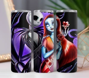 The Nightmare Before Christmas 20 oz Tumbler 20oz Skinny Cup Mug Lid w/ Straw - Picture 1 of 1
