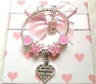 childrens kids girls Luxury pink butterfly heart charm bracelet in gift box