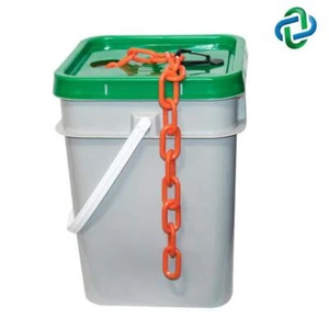 1.5 in. (#6,38 mm) x 300 ft. Traffic Orange Plastic Barrier Chain in a Pail - Picture 1 of 1