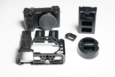 Sony a6400 Mirrorless Camera Body w/ Cage and 3 Batteries - Image 1 of 4
