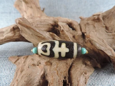 Antiguo amuleto tibetano antiguo ágata Dzi cuentas para pulsera colgante Gzi H1 Foto 1 de 4