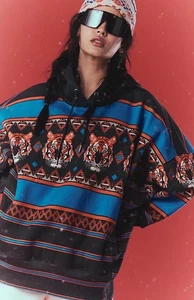 Free People Movement Sprint To The Finish Hoodie Printed Tiger Knit Black XS Neu mit Etikett - Bild 1 von 4