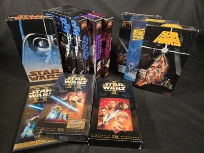 Star Wars VHS Lot 9 Tapes + 1 DVD Original Trilogy and Prequels - Immagine 1 di 4