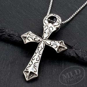 Gothic Kreuz Anhänger Halskette - Antik Silber Legierung mit 23" Box Kette - Bild 1 von 10