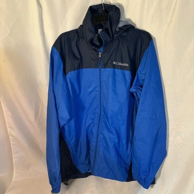 Chaqueta Columbia Mediana Azul Marino, Azul Impermeable Abrigo de Lluvia con Capucha Foto 1 de 3