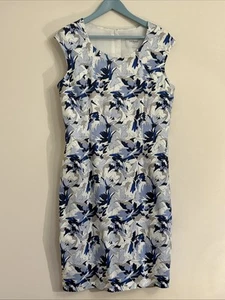 LK Bennett Blue Floral Shift Dress Excellent Condition Size 16 - Picture 1 of 5