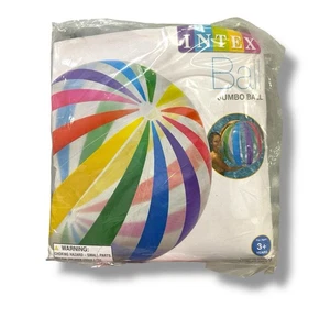Intex 42" Jumbo aufblasbarer Strandball 1,07m #59065EP bunte Regenbogenstreifen - Bild 1 von 9