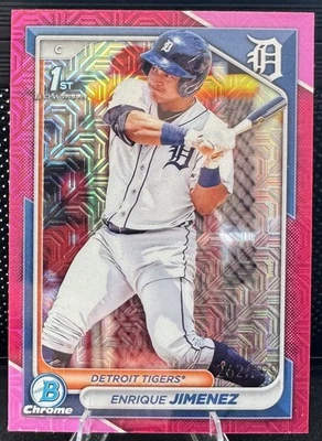 2024 Bowman Chrome Enrique Jimenez #BCP-31 Mega Box Fuchsia Mojo Tigers 262/299 - Image 1 of 2