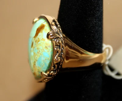 Anel Barse turquesa-bronze-prata Jubileu lágrima 7,75 assinado novo com etiquetas - Imagem 1 de 4