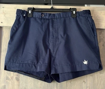 Vintage 70s Boast Tennis Shorts Navy Blue Pot Leaf Actual Size 36 READ - Image 1 of 4
