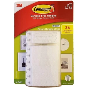 Indoor Picture Hanging Strips 34 Large Pairs, 68 Total Strips - Picture 1 of 6