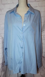 SHEIN Curve Women's Light Blue Button Front Long Sleeve Shirt Blouse Size 3XL - Picture 1 of 3