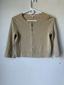 Lilly Pulitzer Women's Size Extra Small Gold Cardigan Sparkly Over Sweater - Picture 1 of 7