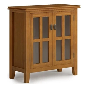 Artisan SOLID WOOD 30 inch Wide Contemporary Low Storage Cabinet in Honey Brown - Picture 1 of 8