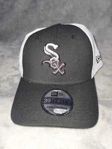 CHICAGO WHITE SOX NEW ERA 39 THIRTY BLACK WHT SMALL MEDIUM MENS MESH STRETCH HAT - Picture 1 of 7