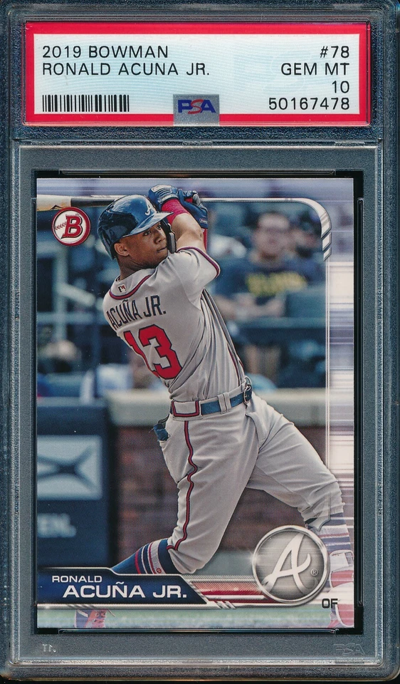 PSA 10 RONALD ACUNA JR 2019 Bowman Paper #78 Atlanta Braves gema como nueva Foto 1 de 1