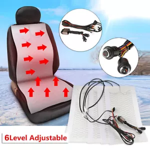 4pcs 6 Level Car Seat Carbon Fiber Heated Cushion Seat Heater Round Switch Kit - Picture 1 of 10