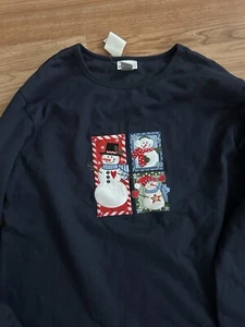 Vintage Women’s Embroidered Snowman Sweatshirt Size 14/16w New  - Picture 1 of 3