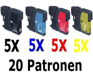 20 Patronen für DCP 145C 165C 185C 195C 375CW 585CW ersetzt Brother LC980 LC1100 - Bild 1 von 1