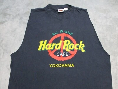 Camisa sin mangas vintage Hard Rock Japón Yokohama para hombre XL azul rojo amarillo verde Foto 1 de 4