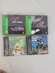 Lot Of 4 Complete PS1 Games Tested Working Gran Turismo 1 & 2 Spongebob Etc. - Picture 1 of 6