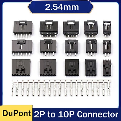 DuPont 2.54mm Plug + Socket + Crimps Connector 2/3/4/5/6/7/8/9/10Pin - Image 1 of 4