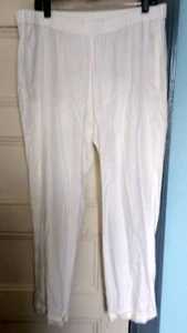 Pantaloni con polsino J. JILL taglia LT bianchi pull-on NUOVI $89 lino viscosa spandex - Foto 1 di 7