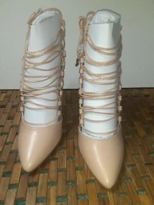 Charlotte Russe "Randi" Gladiator Stilettos NWOB Nude PU 9M - Picture 1 of 7