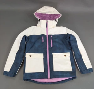 XTM Performance Ski Jacket Youth Girs 12 Blue Hooded Waterproof Snow Snowboard - Picture 1 of 15