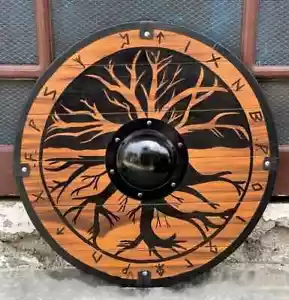 Medieval Handmade Wooden Tree Viking Shield Battle Worn Shield for gift - Picture 1 of 4