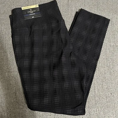 Worthington Petite Women's Modern Fit Leggings Pants Black Gray Plaid Size 12P - Image 1 of 4