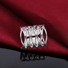 Silver Ring Jewellery thumb wrap feather 925 love UK gift open 