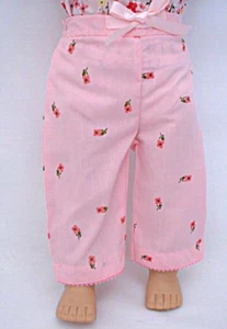 Pantalones rosados con diseño de estampado de rosa se adaptan a muñecas chicas americanas de 18 - Imagen 1 de 1