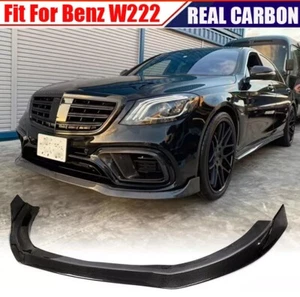 REAL CARBON Front Bumper Lip Spoiler For Mercedes Benz W222 S63 S65  2018-20  - Picture 1 of 15