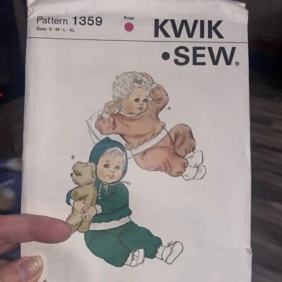1980s Baby Jogging Suit KWIK SEW 1359 Pattern Kerstin Martensson S-XL UNCUT - Image 1 of 4