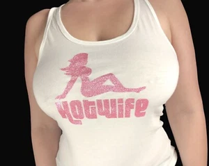 Hotwife Glitter Swinger Shirt Sexy Cuckold Fetishwear Mudflap Girl - Picture 1 of 10