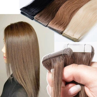 Russian Tape In Hair Extensions 100% Real Human Hair THICK Skin Weft Full Head - image 1 of 4