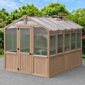 GREENHOUSE SMALL DIY POLYCARBONATE WOODEN COLD FRAME BACKYARD WALK IN 8 X 10 NEW - Picture 1 of 16