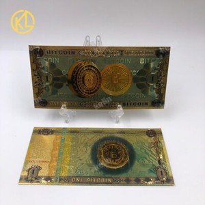 ONE BITCOIN souvenir Gold Plated banknotes with bag and certificate 