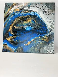 Acrylic Abstract Fluid Art Painting on Gallery canvas 20*20 Signed GMFR - Picture 1 of 3