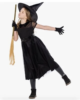 Disfraz de Bruja Halloween Malla Negra Pequeña Bruja Hocus Pocus Personaje Talla 6-8 Foto 1 de 2