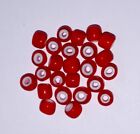 Vintage Red White Hearts Czech Glass Beads 8Mm 25Pc.